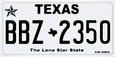 TX license plate BBZ2350
