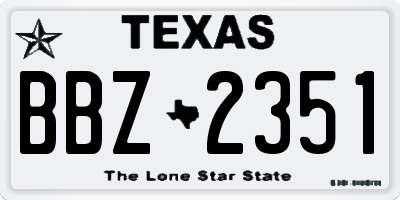 TX license plate BBZ2351