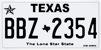TX license plate BBZ2354