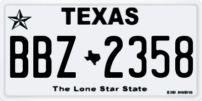 TX license plate BBZ2358