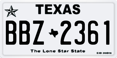 TX license plate BBZ2361