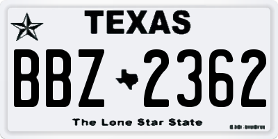 TX license plate BBZ2362