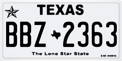 TX license plate BBZ2363