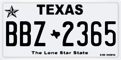 TX license plate BBZ2365
