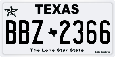 TX license plate BBZ2366