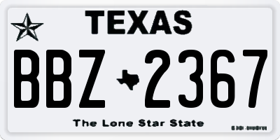 TX license plate BBZ2367