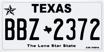 TX license plate BBZ2372