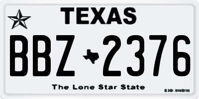 TX license plate BBZ2376