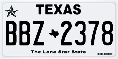 TX license plate BBZ2378