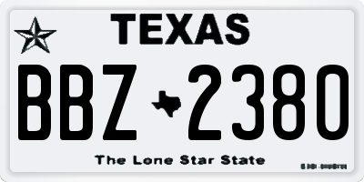 TX license plate BBZ2380