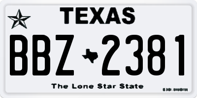 TX license plate BBZ2381