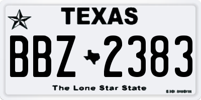TX license plate BBZ2383