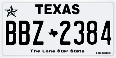 TX license plate BBZ2384