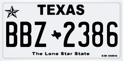 TX license plate BBZ2386