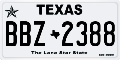 TX license plate BBZ2388