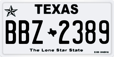 TX license plate BBZ2389