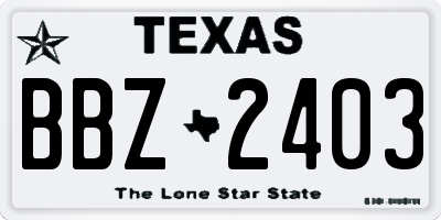 TX license plate BBZ2403
