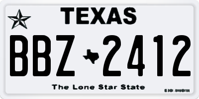 TX license plate BBZ2412