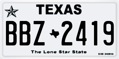 TX license plate BBZ2419