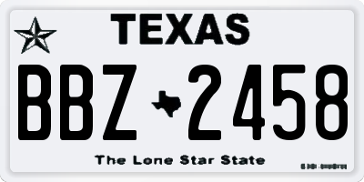 TX license plate BBZ2458