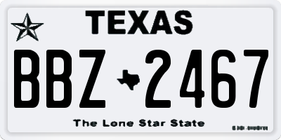 TX license plate BBZ2467