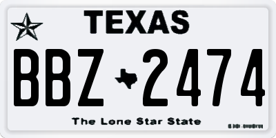 TX license plate BBZ2474