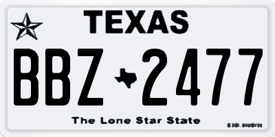 TX license plate BBZ2477