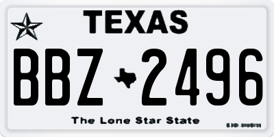 TX license plate BBZ2496