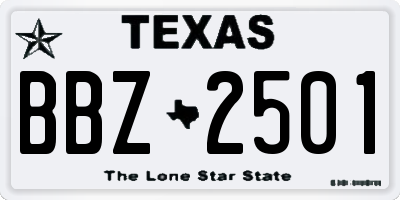TX license plate BBZ2501