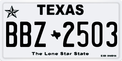 TX license plate BBZ2503
