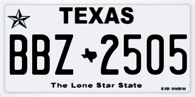 TX license plate BBZ2505