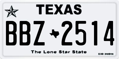 TX license plate BBZ2514