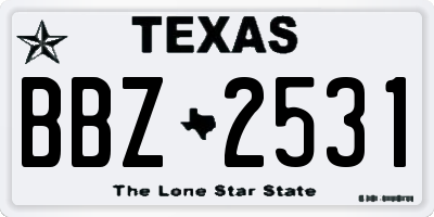 TX license plate BBZ2531