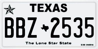 TX license plate BBZ2535