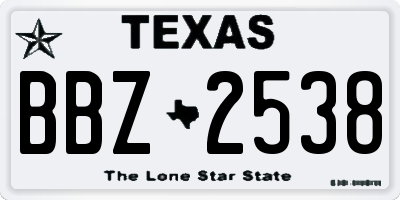TX license plate BBZ2538