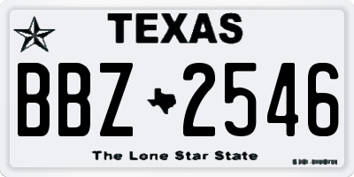 TX license plate BBZ2546
