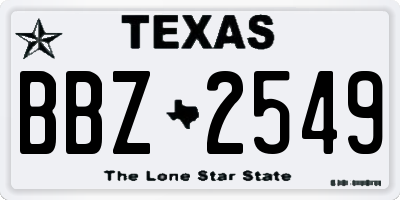 TX license plate BBZ2549