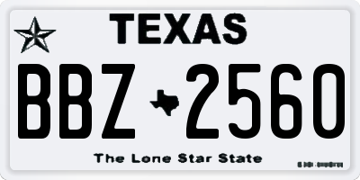 TX license plate BBZ2560