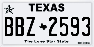 TX license plate BBZ2593