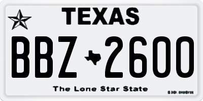 TX license plate BBZ2600