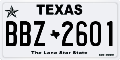 TX license plate BBZ2601