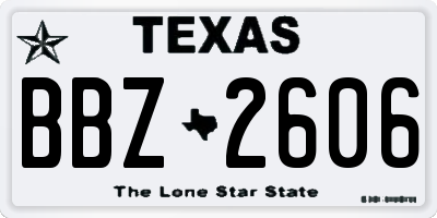 TX license plate BBZ2606