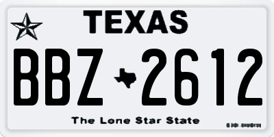 TX license plate BBZ2612