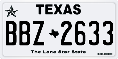 TX license plate BBZ2633