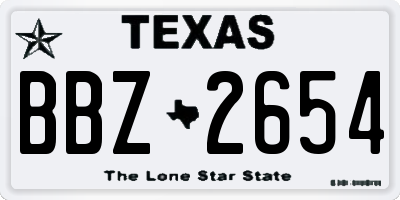 TX license plate BBZ2654