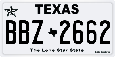TX license plate BBZ2662