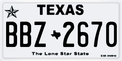 TX license plate BBZ2670