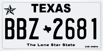 TX license plate BBZ2681