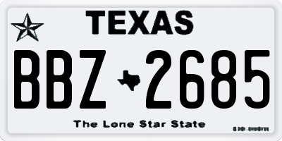TX license plate BBZ2685