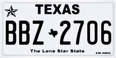 TX license plate BBZ2706